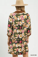 Umgee Mix Floral Contrast Trim Shift Mini Dress