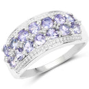 1.44 Carat Genuine Tanzanite & White Topaz .925 Sterling Silver Ring