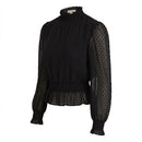 Lucy Paris Clip-Dot Peplum-Hem Top, Size Large