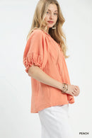 Umgee Cotton Gauze Ruffle Top
