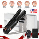 Cordless Hair Straightener Brush 2-in-1 Ceramic Flat Iron