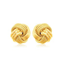 14k Yellow Gold Love Knot with Ridge Texture Earrings