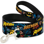 Dog Leash - Batman & Robin in Action w/Text Black