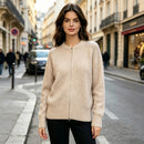 Casual Versatile Solid-color Zip-up Knit Cardigan Jacket