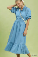 Umgee Ruffle V-Neck Midi Dress