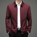 Men's Business-Casual Solid-Color Zip-Up Jacket