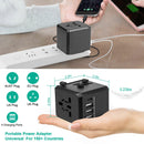 Universal Travel Power Adapter All in One AC Power Plug Adapter International Wall Charger with 4 Charging Ports for Phones Tablets Cameras US UK EU A