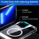 Magnetic Metal Kickstand Clear Case Shockproof Anti Yellowing Phone Cover Compatible with Magsafe Fit for IOS Phone 14 Plus