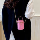 Leather Fashion Candy Color Cylindrical Bucket Bag