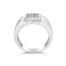 .925 Sterling Silver Diamond Accent Miracle-Set 9 Stone Ridged Band Gentlemen's Fashion Ring (I-J Color, I3 Clarity) - Size 10