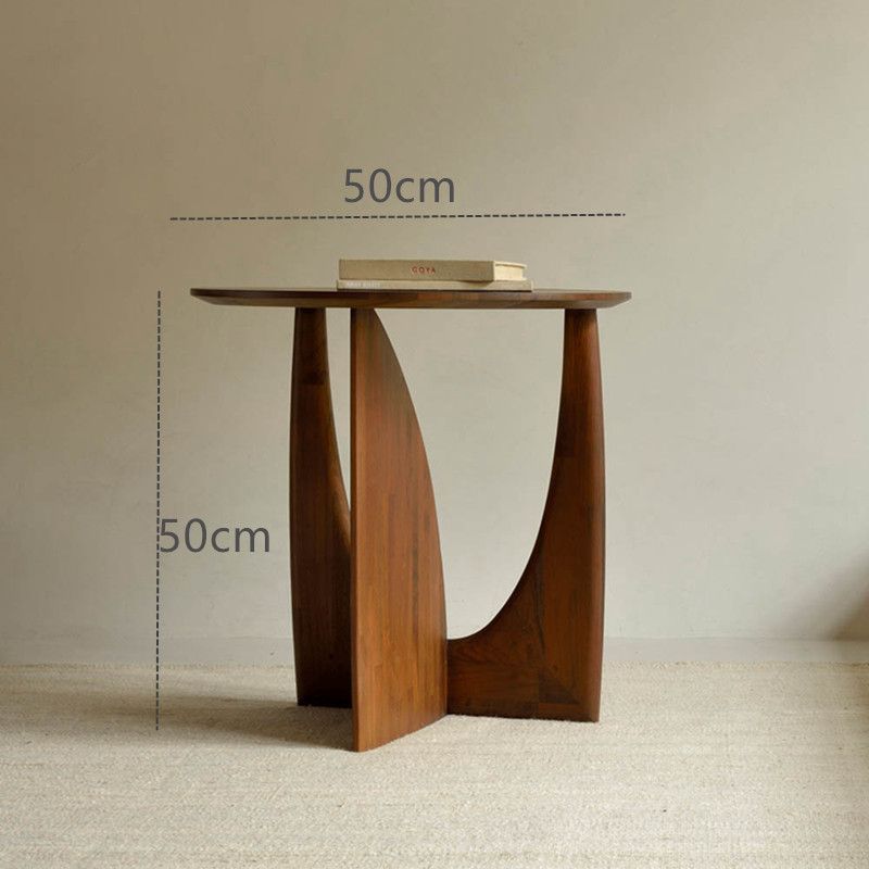 Round Solid Wood Geometric Side Table