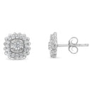 .925 Sterling Silver 1/2 Cttw Round-Cut Diamond Halo Cluster Stud Earring (I-J Color, I2-I3 Clarity)