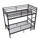 Twin Over Twin Metal Bunk Bed with Ladder and Guardrails