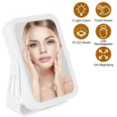 10X Magnifying Lighted Makeup Mirror Double Sided Travel Makeup Mirror with 3 Light Colors Touch Screen USB Rechargeable