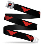 Nightwing Logo Full Color Black Red Seatbelt Belt - Nightwing Logo Black/Red Webbing