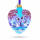 Swans In Love Glass Heart Christmas Ornament