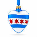 I Love Chicago Glass Heart Christmas Ornament