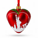 I Love New York Glass Heart Christmas Ornament