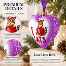 I Love Cats Glass Heart Christmas Ornament