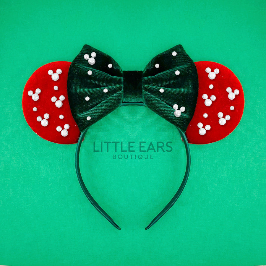 Christmas Velvet Pearls Ears