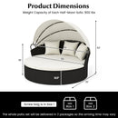 Clamshell Patio Round Daybed Wicker with Retractable Canopy and Pillows