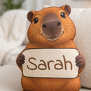 Personalized Capybara Plush Pillow with Custom Name Sign