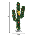 6 Feet Artificial Cactus PVC Christmas Tree with LED Lights and Ball Ornaments