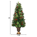 LED Christmas Tree with Red Berries Pine Cones