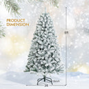 6 Feet Artificial Snow Decorated Flocked Hinged Christmas Tree with Metal Stand
