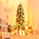 6 Feet PVC Hinged Pre-lit Artificial Fir Pencil Christmas Tree with 150 Lights