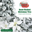 Snow Flocked Christmas Pencil Tree with Berries and Poinsettia Flowers
