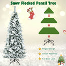 Snow Flocked Christmas Pencil Tree with Berries and Poinsettia Flowers