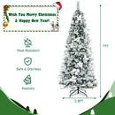 Snow Flocked Christmas Pencil Tree with Berries and Poinsettia Flowers