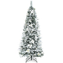 Snow Flocked Christmas Pencil Tree with Berries and Poinsettia Flowers