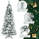 Snow Flocked Christmas Pencil Tree with Berries and Poinsettia Flowers