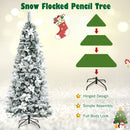 Snow Flocked Christmas Pencil Tree with Berries and Poinsettia Flowers
