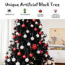 Black Artificial Christmas Halloween Tree with Purple LED Lights