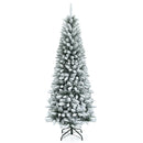 Snow-Flocked Hinged Artificial Christmas Pencil Tree with Mixed Tips