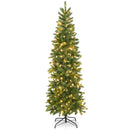 6 Feet Pre-Lit Artificial Christmas Pencil Tree with 648 PVC PE Branch Tips