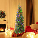 6 Feet Pre-Lit Artificial Christmas Pencil Tree with 648 PVC PE Branch Tips