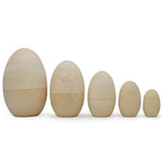 5 Unfinished Unpainted Blank Wooden Nesting Easter Eggs 5 Inches