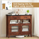 Coffee Bar Cabinet with 2 Drawers and 1 Open Compartment-Brown