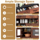 Coffee Bar Cabinet with 2 Drawers and 1 Open Compartment-Brown