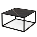 Modern Glass Square Coffee Table with Metal Frame for Living Room