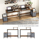 Computer Desk with Reversible Storage Drawer and Moveable Shelf-Brown