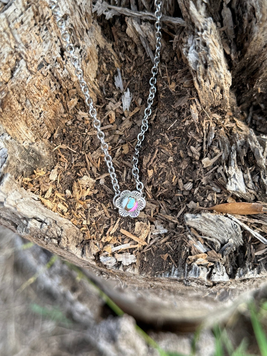 Cotton Candy Turquoise Flower Necklace