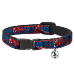 ULTIMATE SPIDER-MAN Cat Collar Breakaway - SPIDER-MAN 3-Action Poses Bricks Stripe Blues Red White