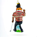 Sporty Tiger Engaged in Golf Blown Glass Christmas Ornament