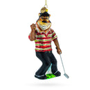 Sporty Tiger Engaged in Golf Blown Glass Christmas Ornament
