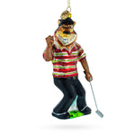 Sporty Tiger Engaged in Golf Blown Glass Christmas Ornament